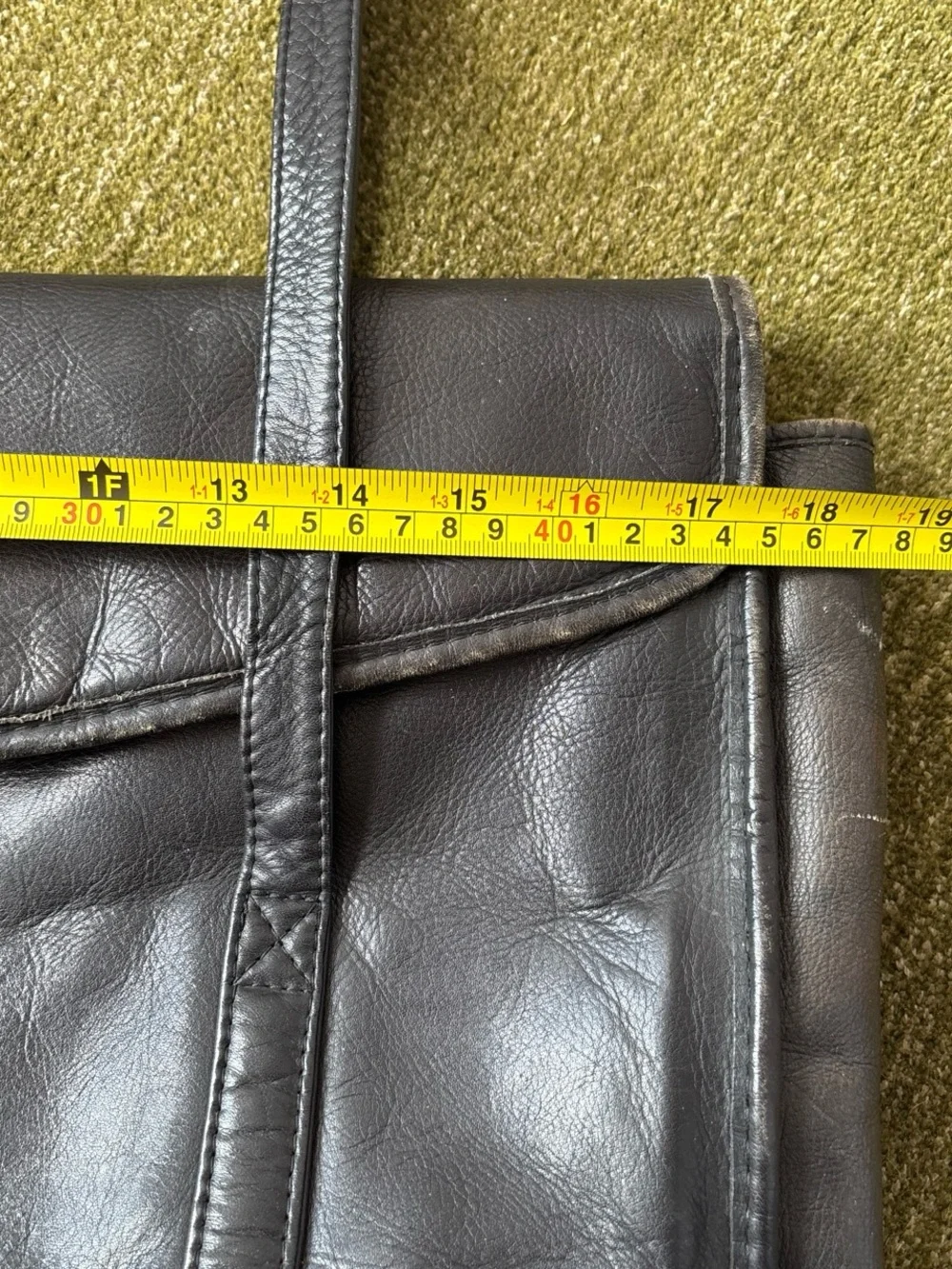 Black Leather tote bag work bag